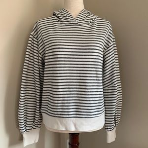 LOU & GREY Striped Grey/White Warm Hoodie, Sz M